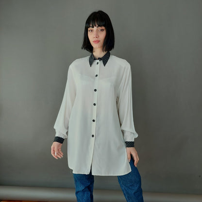 VIN-BLO-26275 Vintage πουκάμισο λευκό L-XL