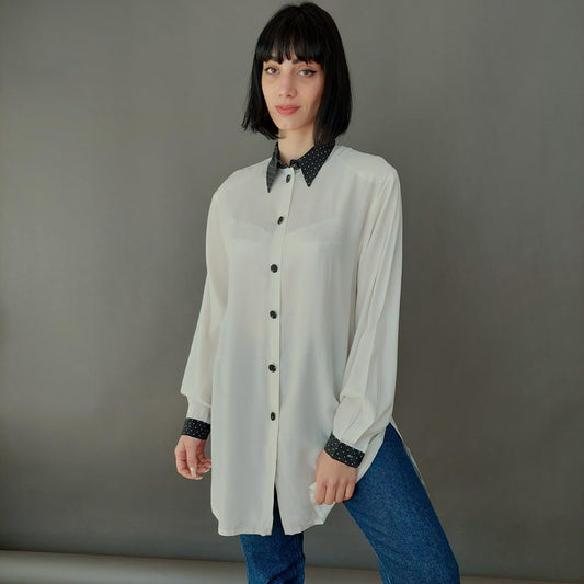VIN-BLO-26275 Vintage πουκάμισο λευκό L