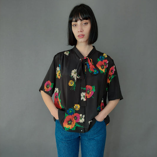 VIN-BLO-26285 Vintage πουκάμισο floral M-L