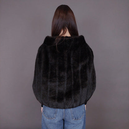 VIN-OUTW-33504 Vintage κάπα γούνινη καφέ S-M