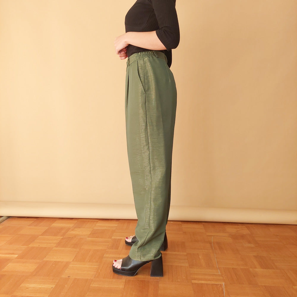 VIN-TR-25423 Vintage παντελόνι λούρεξ πράσινο L