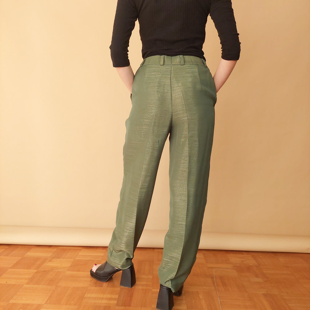 VIN-TR-25423 Vintage παντελόνι λούρεξ πράσινο L
