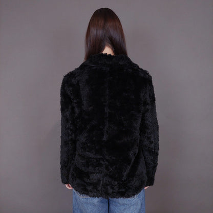 VIN-OUTW-33505 Vintage πανωφόρι γούνινο μαύρο S