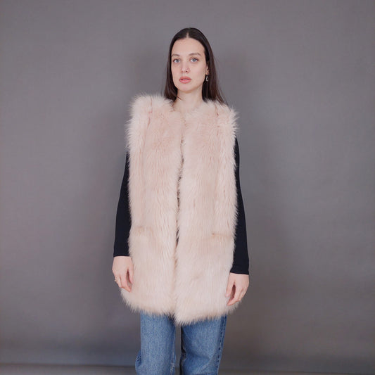 VIN-OUTW-33506 Vintage γιλέκο γούνινο ροζ M-L