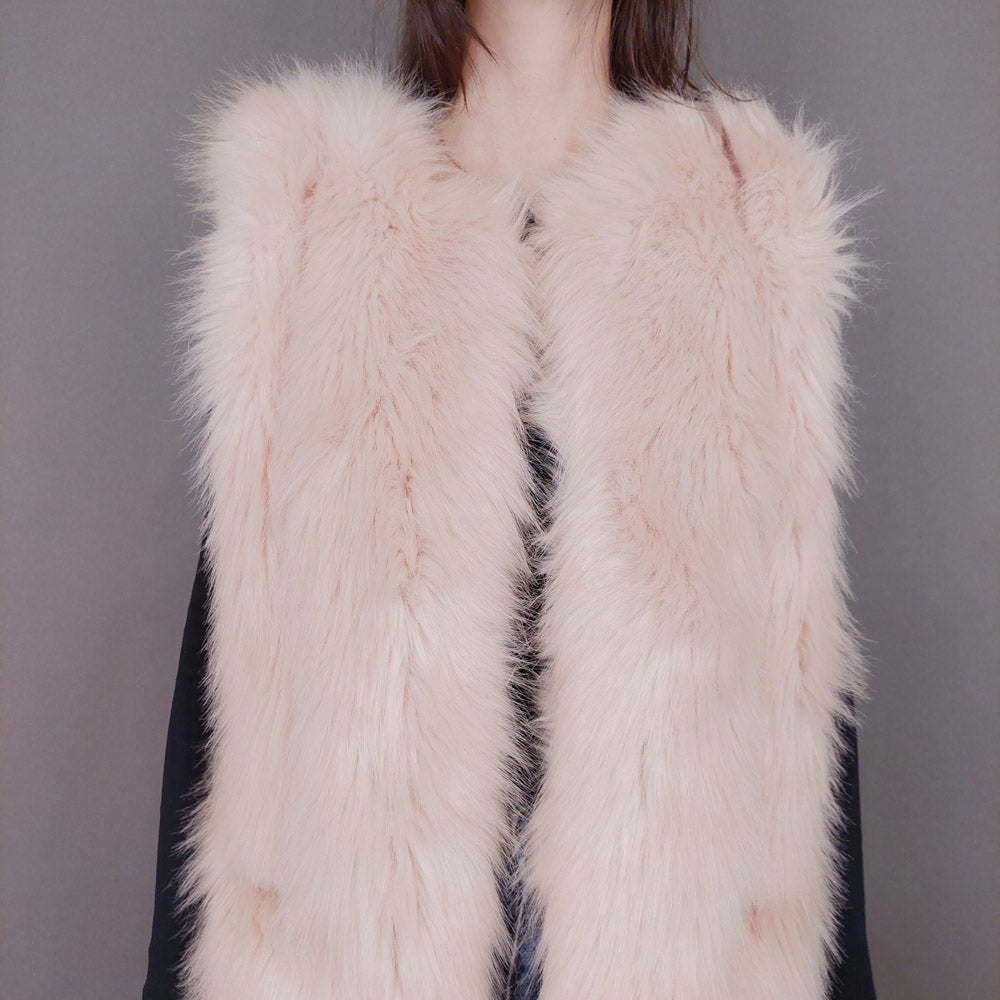 VIN-OUTW-33506 Vintage γιλέκο γούνινο ροζ M-L