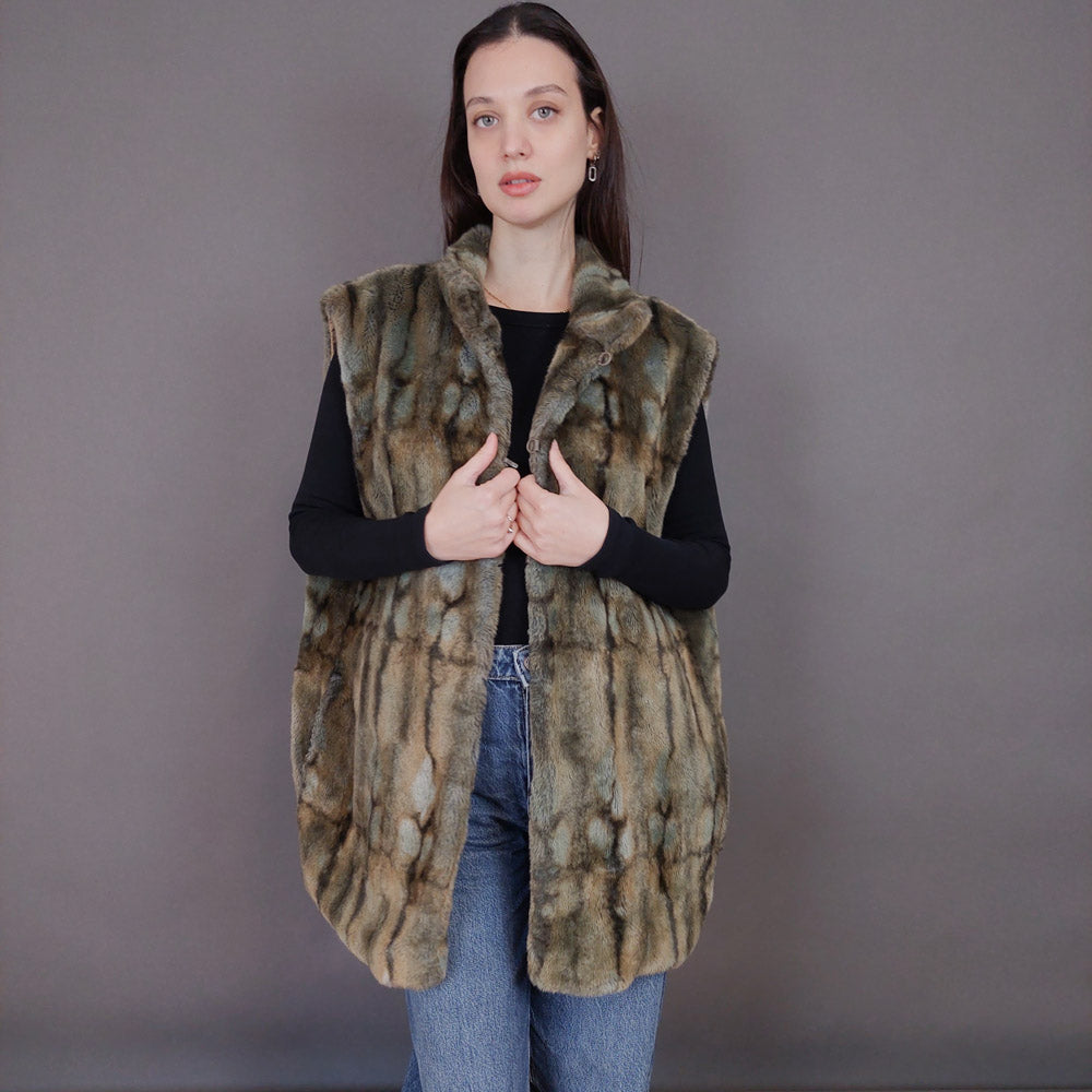 VIN-OUTW-33595 Vintage γιλέκο γούνινο made in Milano L-XL