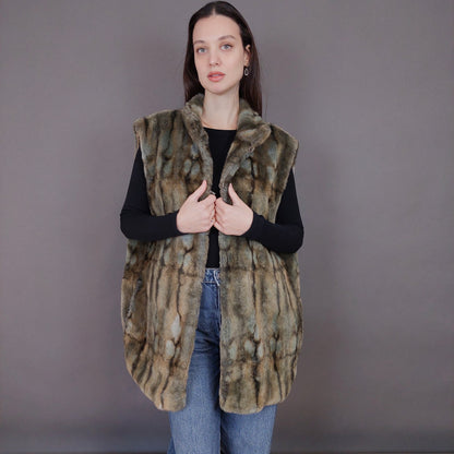 VIN-OUTW-33595 Vintage γιλέκο γούνινο made in Milano L-XL