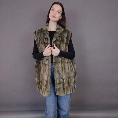 VIN-OUTW-33595 Vintage γιλέκο γούνινο made in Milano L-XL