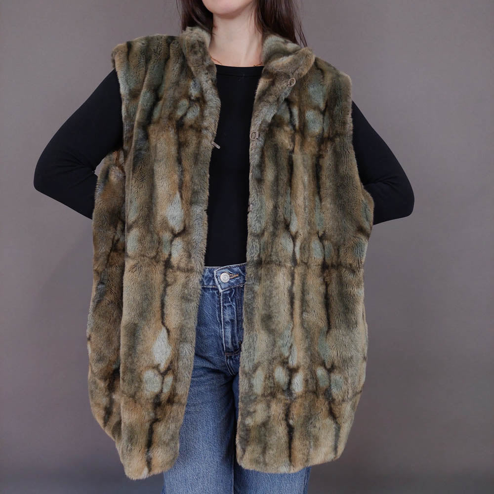 VIN-OUTW-33595 Vintage γιλέκο γούνινο made in Milano L-XL