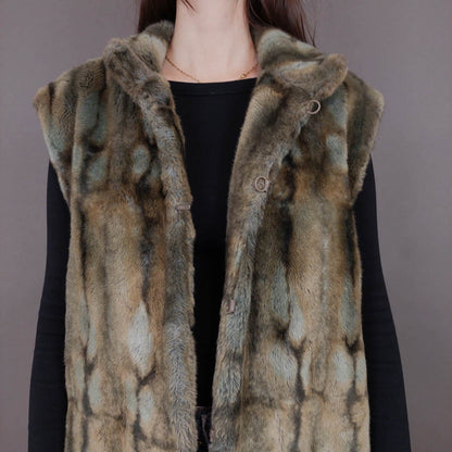 VIN-OUTW-33595 Vintage γιλέκο γούνινο made in Milano L-XL