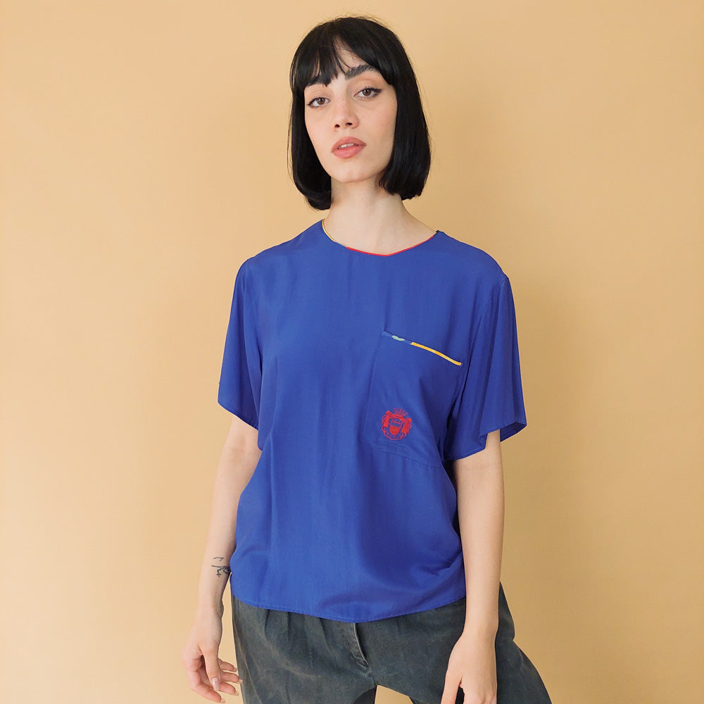 VIN-BLO-27497 Vintage top μοβ ΧL