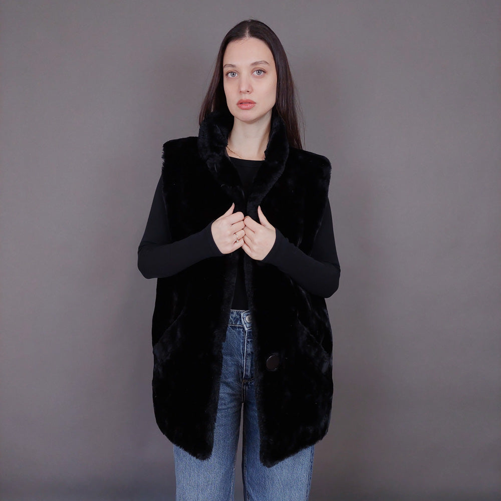 VIN-OUTW-33594 Vintage γιλέκο γούνινο Yessica S-M