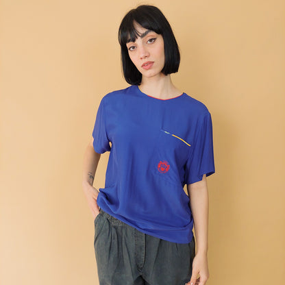 VIN-BLO-27497 Vintage top μοβ ΧL