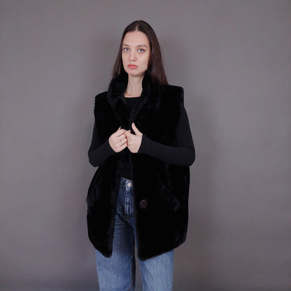 VIN-OUTW-33594 Vintage γιλέκο γούνινο Yessica S-M