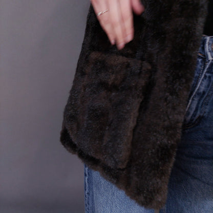 VIN-OUTW-33593 Vintage γιλέκο γούνινο καφέ M-L