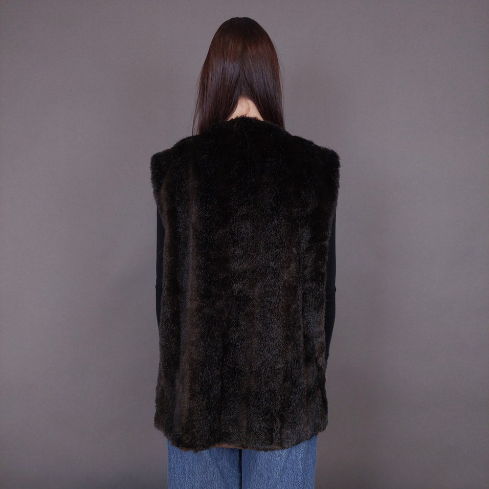 VIN-OUTW-33593 Vintage γιλέκο γούνινο καφέ M-L