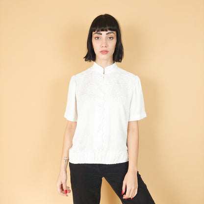 VIN-BLO-25351 Vintage πουκάμισο λευκό S-Μ