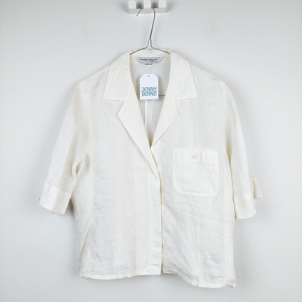 VIN-BLO-27689 Vintage πουκάμισο εκρού λινό Marina Rinaldi M