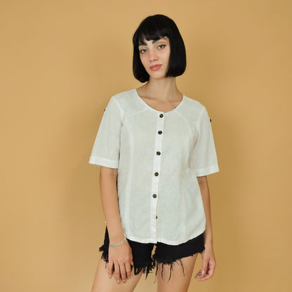 VIN-BLO-27860 Vintage πουκάμισο λευκό S