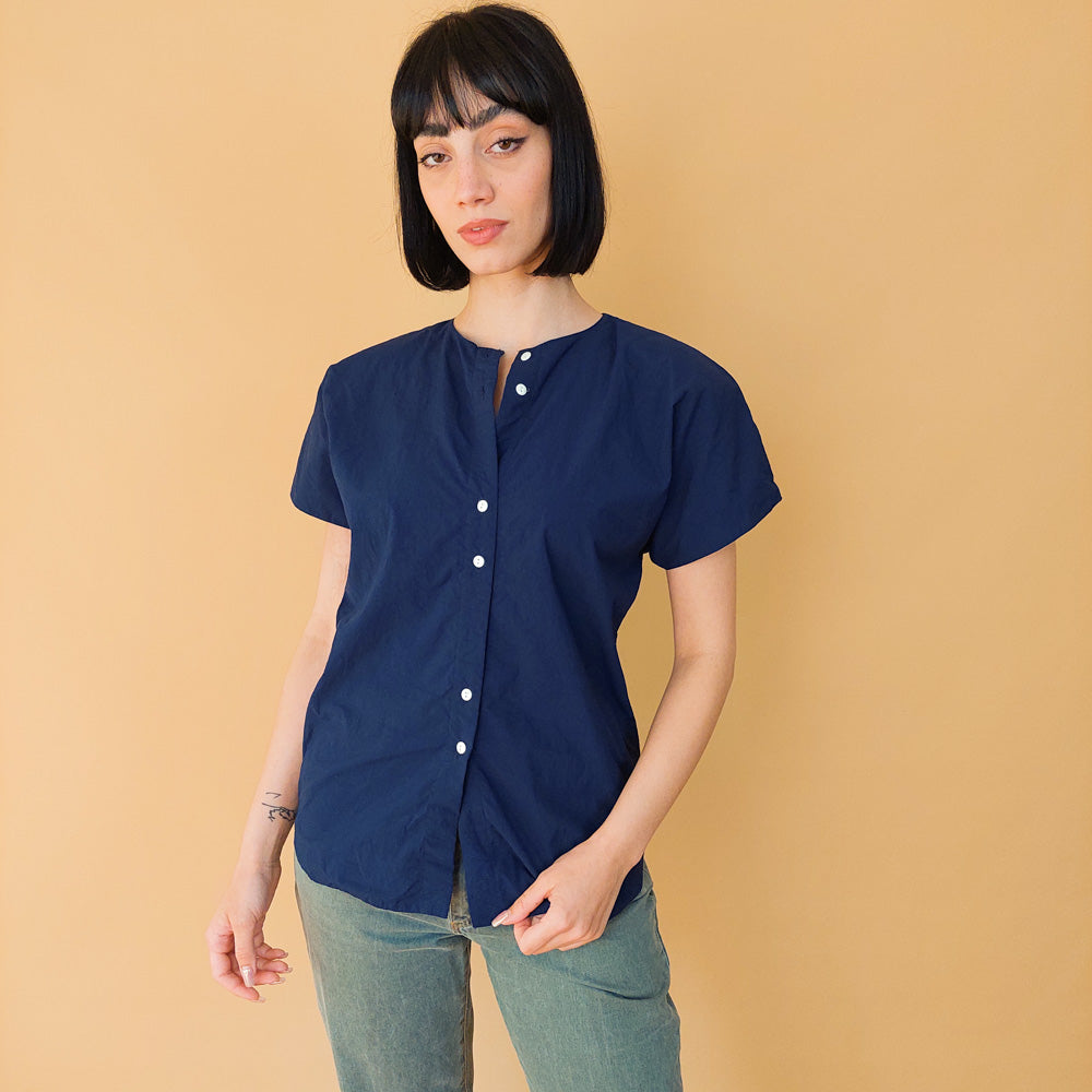 VIN-BLO-27492 Vintage top μπλε S