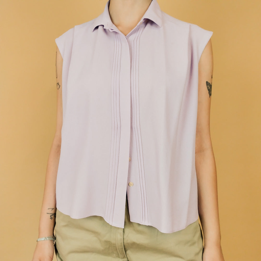 VIN-BLO-27863 Vintage πουκάμισο αμάνικο λιλά L