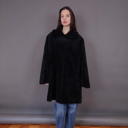 VIN-OUTW-33606 Vintage γούνα οικολογική μαύρη L