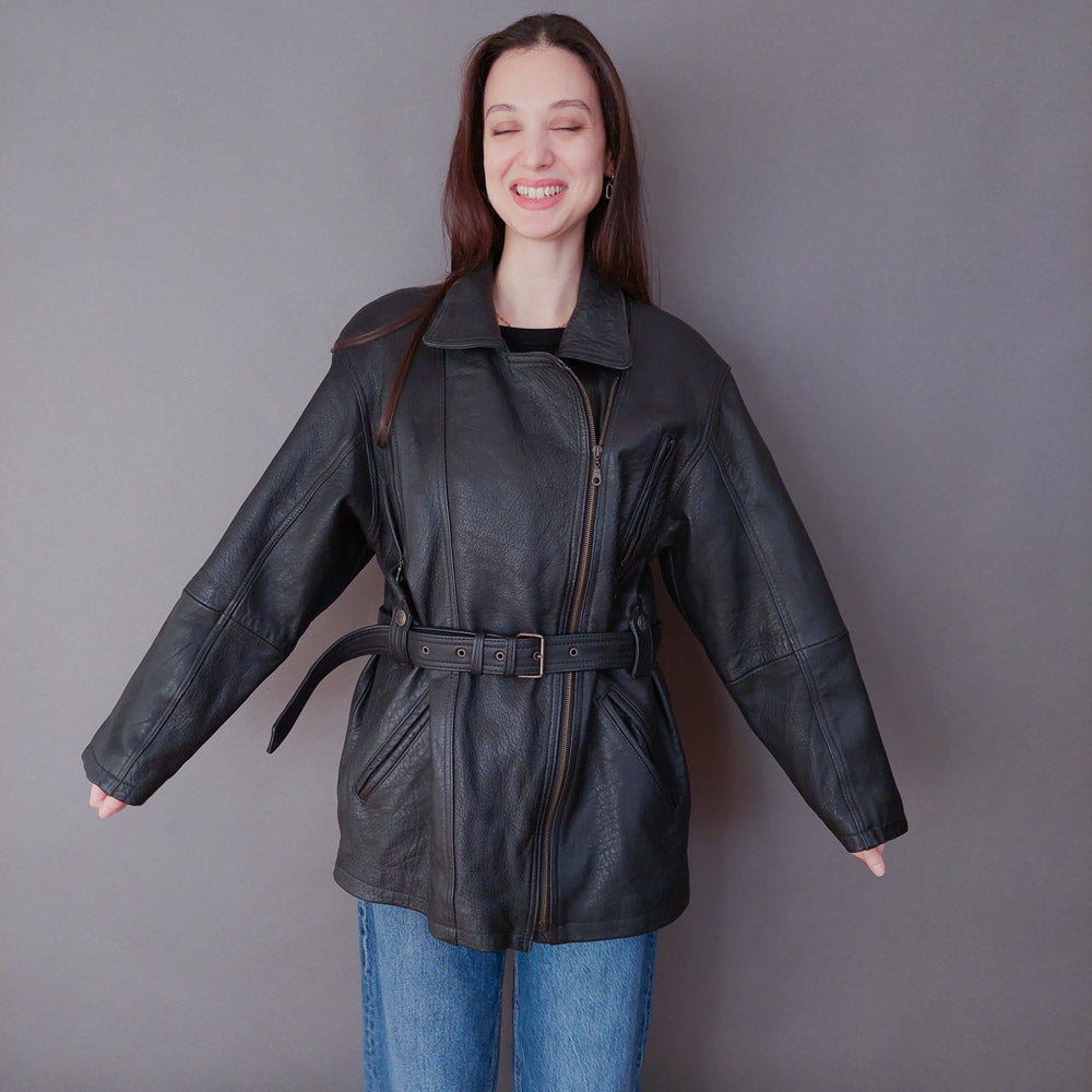 VIN-OUTW-33611 Vintage δερμάτινο jacket perfecto L-XL