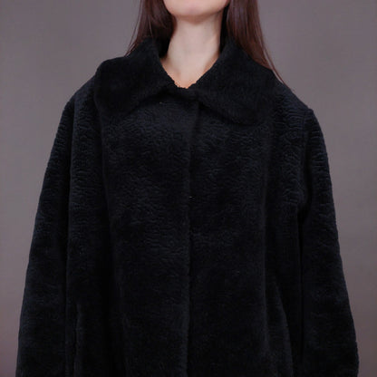 VIN-OUTW-33606 Vintage γούνα οικολογική μαύρη L