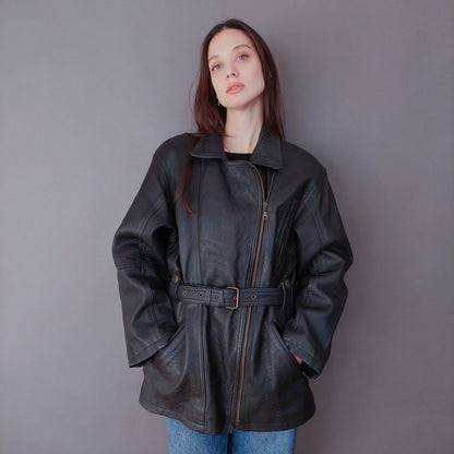 VIN-OUTW-33611 Vintage δερμάτινο jacket perfecto L-XL