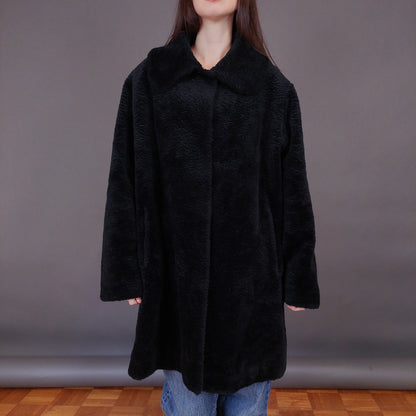 VIN-OUTW-33606 Vintage γούνα οικολογική μαύρη L