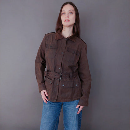 VIN-OUTW-33617 Vintage waxed jacket γυναικείο καφέ S