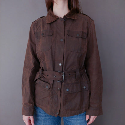 VIN-OUTW-33617 Vintage waxed jacket γυναικείο καφέ S