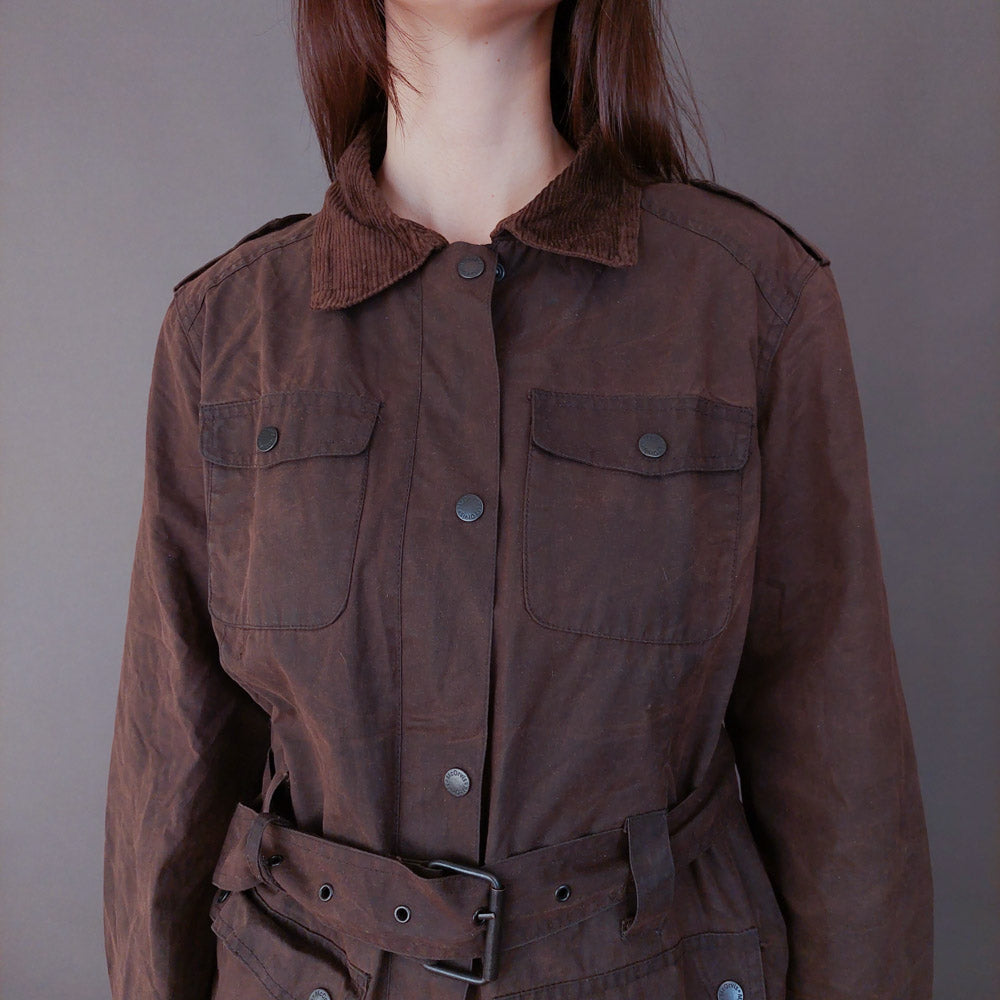 VIN-OUTW-33617 Vintage waxed jacket γυναικείο καφέ S