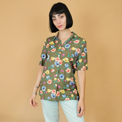 VIN-BLO-27784 Vintage πουκάμισο floral S-M