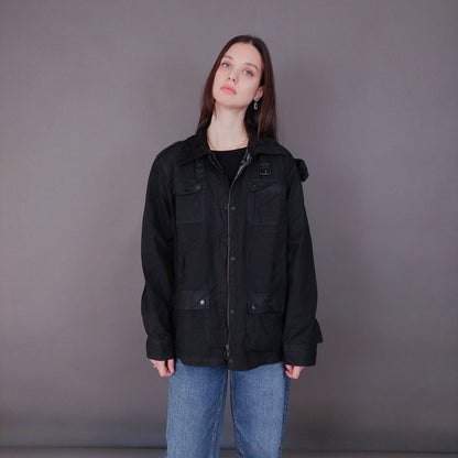 VIN-OUTW-33618 Vintage waxed jacket γυναικείο μαύρο M-L