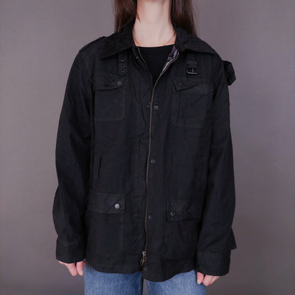 VIN-OUTW-33618 Vintage waxed jacket γυναικείο μαύρο M-L
