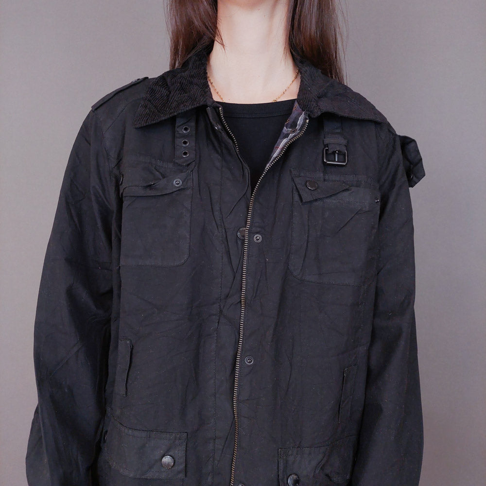 VIN-OUTW-33618 Vintage waxed jacket γυναικείο μαύρο M-L