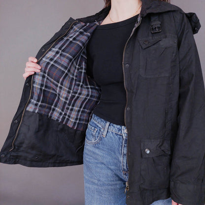 VIN-OUTW-33618 Vintage waxed jacket γυναικείο μαύρο M-L