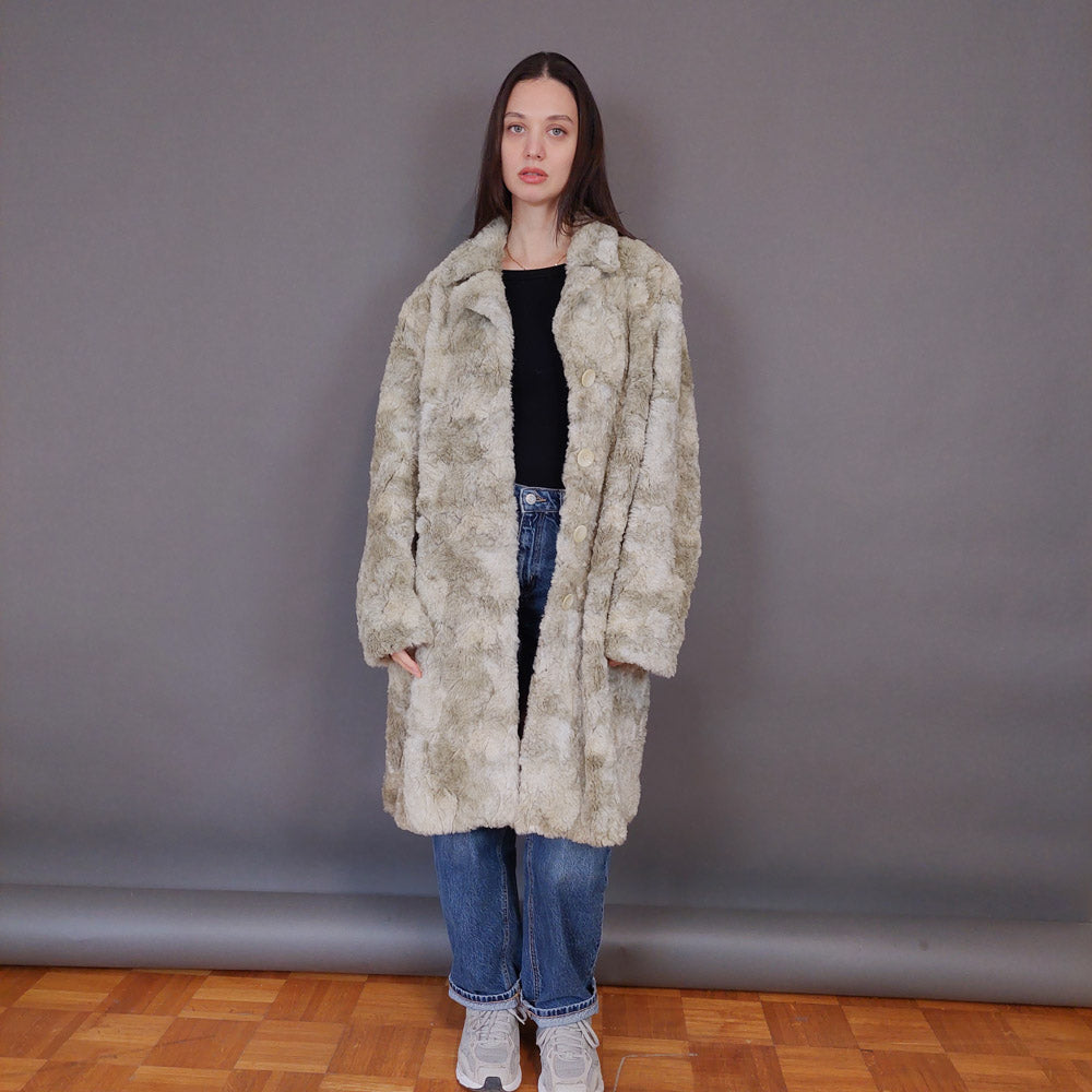 VIN-OUTW-33605 Vintage γούνα οικολογική μπεζ L-XL