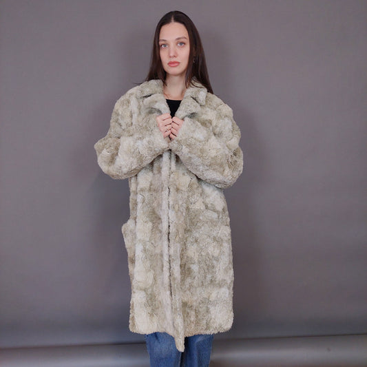 VIN-OUTW-33605 Vintage γούνα οικολογική μπεζ L-XL