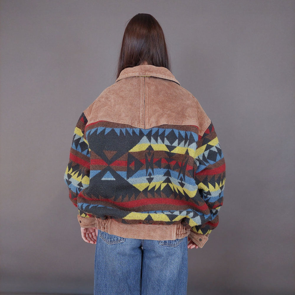 VIN-OUTW-33615 Vintage aztec δερμάτινο jacket unisex L