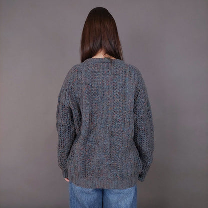 VIN-KNIT-33555 Vintage πλεκτή μάλλινη μπλούζα irish L