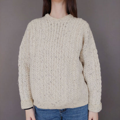 VIN-KNIT-33556 Vintage πλεκτή μάλλινη μπλούζα irish M-L