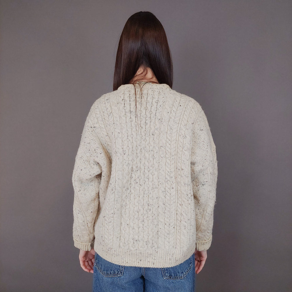 VIN-KNIT-33556 Vintage πλεκτή μάλλινη μπλούζα irish M-L