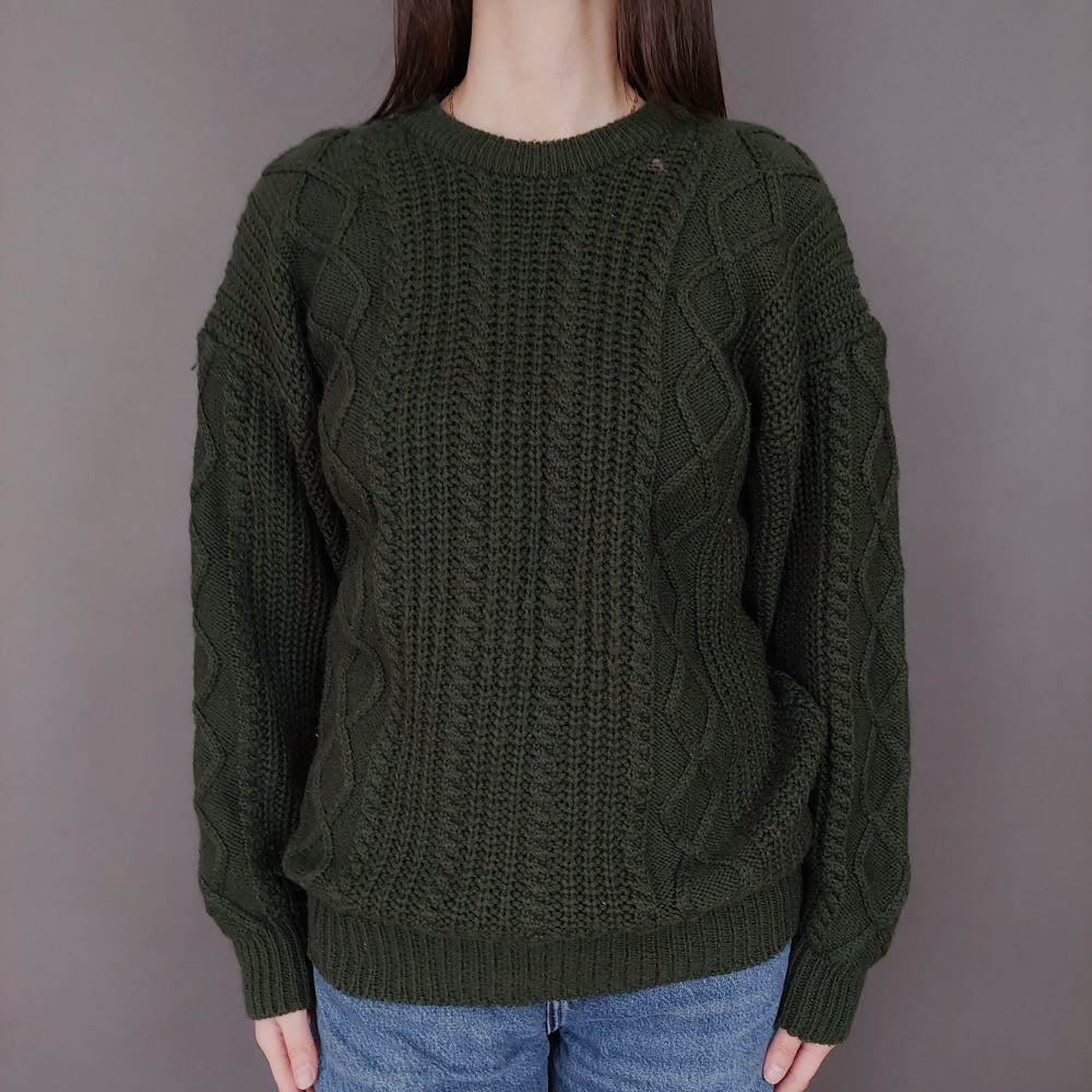VIN-KNIT-33557 Vintage πλεκτή μάλλινη μπλούζα irish style M