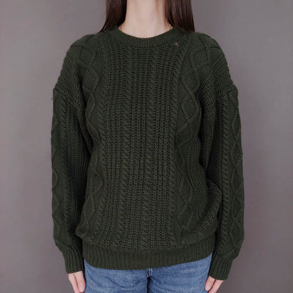VIN-KNIT-33557 Vintage πλεκτή μάλλινη μπλούζα irish style M