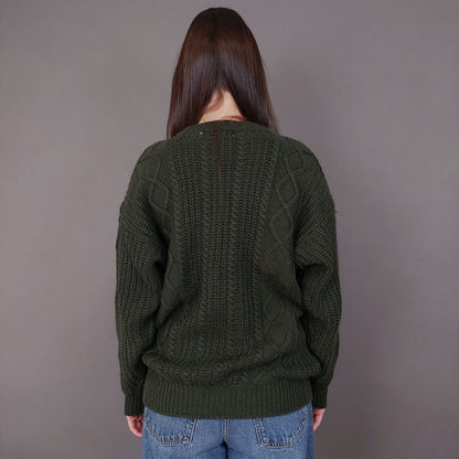 VIN-KNIT-33557 Vintage πλεκτή μάλλινη μπλούζα irish style M