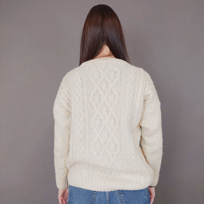 VIN-KNIT-33558 Vintage πλεκτή μάλλινη μπλούζα irish style S