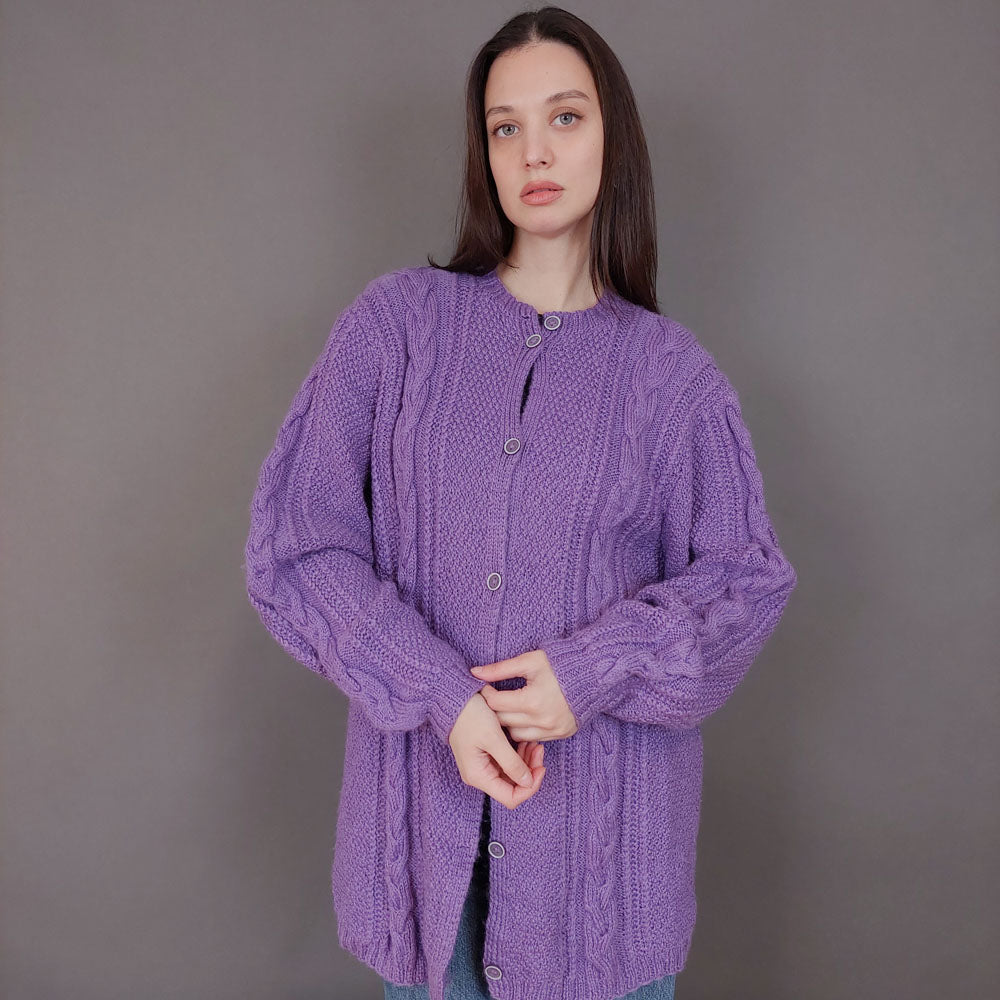 VIN-KNIT-33563 Vintage πλεκτή μάλλινη ζακέτα irish style M-L