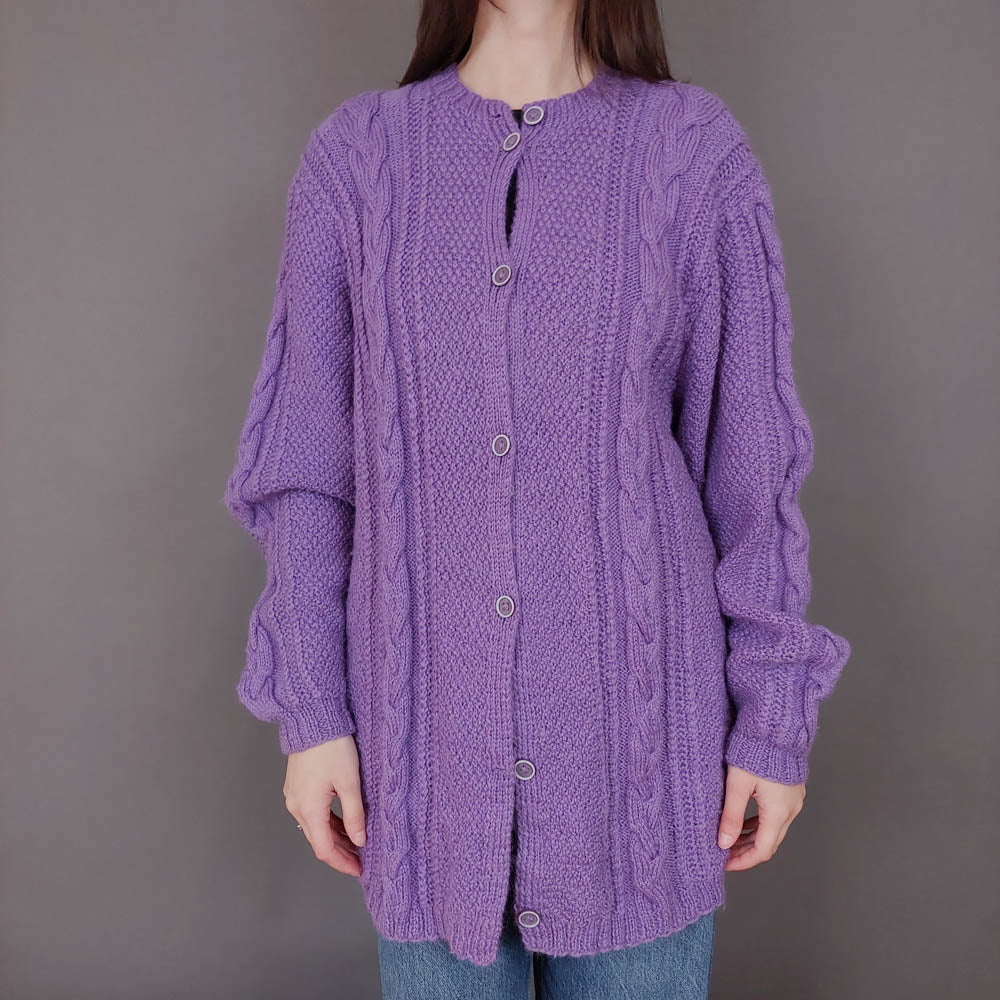 VIN-KNIT-33563 Vintage πλεκτή μάλλινη ζακέτα irish style M-L